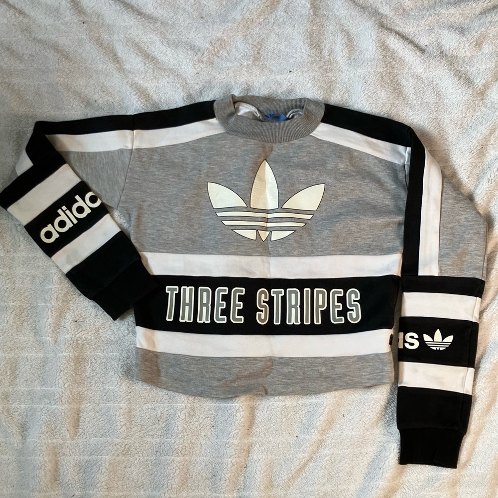 Adidas Originals Gray and Black Women's Sweater